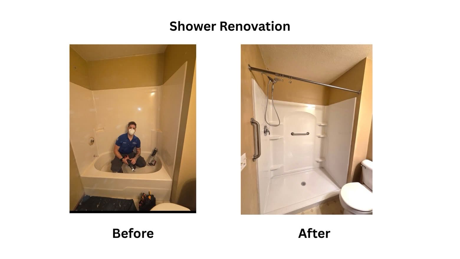 Shower renovation before and after